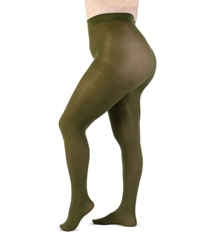 LEELA LAB Strumpfhose Damen Sheer Große Größen 90 Denier, Bequem und Langlebig - Made in Italy (Military green, 7) von LEELA LAB