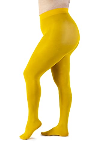 LEELA LAB Strumpfhose Damen Sheer Große Größen 90 Denier, Bequem und Langlebig - Made in Italy (Mustard, 4) von LEELA LAB