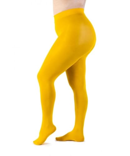 LEELA LAB Strumpfhose Damen Sheer Große Größen 90 Denier, Bequem und Langlebig - Made in Italy (Mustard, 7) von LEELA LAB