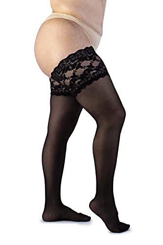 LEELA LAB Strumpfhose Damen Strapsen 30 Denier, Bequem und Langlebig High Ruffle Stay-ups - Made in Italy (Black, 5) von LEELA LAB