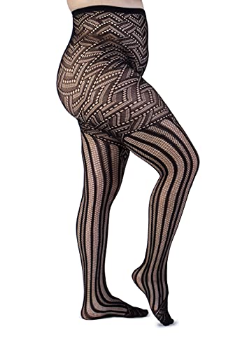 LEELA LAB Strumpfhose Damen Strapsen 30 Denier, Bequem und Langlebig High Ruffle Stay-ups - Made in Italy (Lines & Chevron, 9) von LEELA LAB