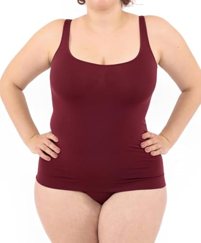 LEELA LAB Unterhemd Damen Große Größen, Tank Top Basic Line, Dünne Träger und Bruststütze, mit Nahtloser Technologie - Made in Italy (Bordeaux, XXL) von LEELA LAB