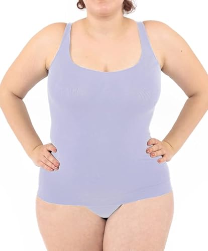 LEELA LAB Unterhemd Damen Große Größen, Tank Top Basic Line, Dünne Träger und Bruststütze, mit Nahtloser Technologie - Made in Italy (Lilac, L/XL) von LEELA LAB