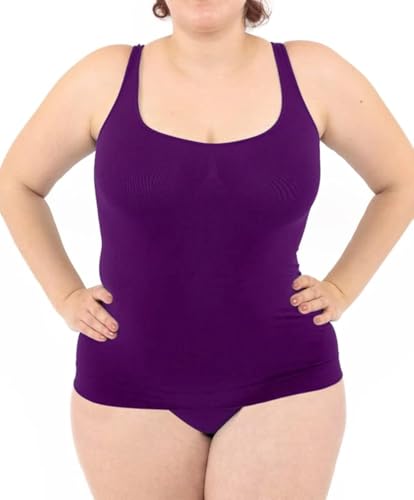 LEELA LAB Unterhemd Damen Große Größen, Tank Top Basic Line, Dünne Träger und Bruststütze, mit Nahtloser Technologie - Made in Italy (Violet, 3XL) von LEELA LAB