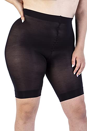 Radlerhose Damen Große Größen, Anti Chafing Shorts 90 Deniers, Übergrößen Miederhose, Hoch Tailliert, Bequem und Atmungsaktiv - Made in Italy (Black, 6) von LEELA LAB