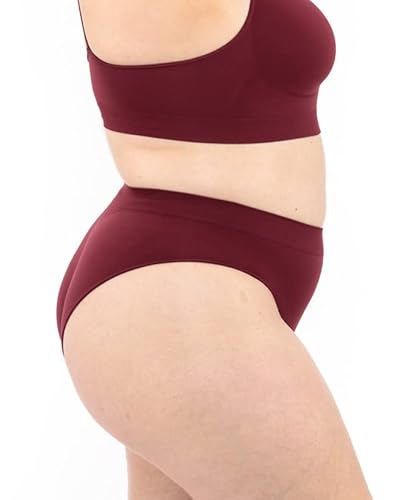 LEELA LAB Unterhosen Damen Große Größen, Slip aus weicher Mikrofaser, Bequem und Atmungsaktiv, mit Nahtloser Technologie - Made in Italy (Bordeaux, XXL) von LEELA LAB