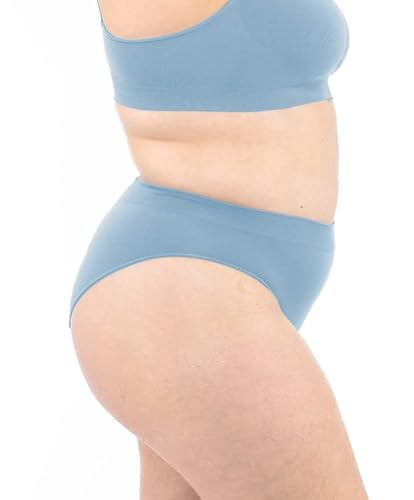 LEELA LAB Unterhosen Damen Große Größen, Slip aus weicher Mikrofaser, Bequem und Atmungsaktiv, mit Nahtloser Technologie - Made in Italy (Desaturated Blue, L/XL) von LEELA LAB