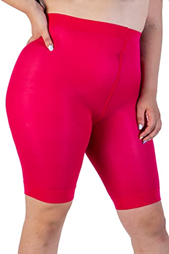 Radlerhose Damen Große Größen, Anti Chafing Shorts 90 Deniers, Übergrößen Miederhose, Hoch Tailliert, Bequem und Atmungsaktiv - Made in Italy (Amaranth, 6) von LEELA LAB