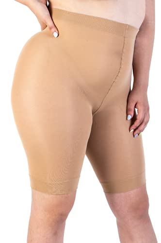 Radlerhose Damen Große Größen, Anti Chafing Shorts 90 Deniers, Übergrößen Miederhose, Hoch Tailliert, Bequem und Atmungsaktiv - Made in Italy (Nude, 4) von LEELA LAB