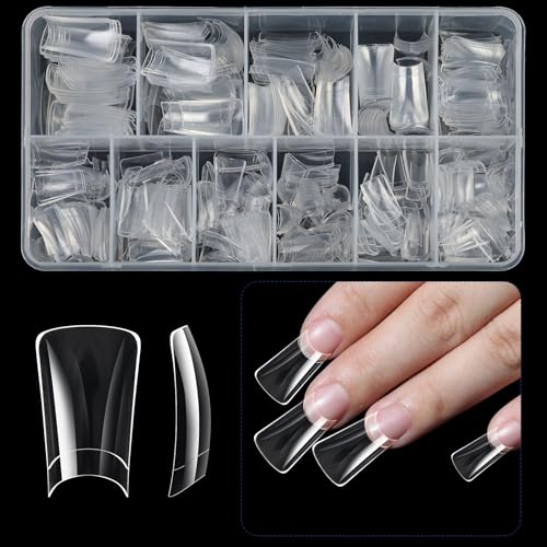 504x Duck Nails Tips Für Frauen Und Mädchen Gebogene Nails Tips Press On Nails Tips Halbe Abdeckungen Künstliche Nägel Clear Nails Tips von LEELOU