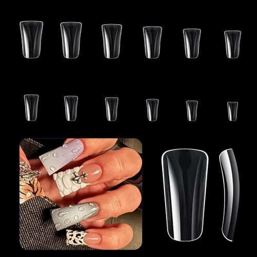 504x Duck Nails Tips Für Frauen Und Mädchen Gebogene Nails Tips Press On Nails Tips Halbe Abdeckungen Künstliche Nägel Clear Nails Tips von LEELOU