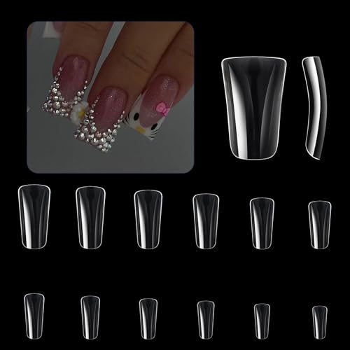 504x Duck Nails Tips Für Frauen Und Mädchen Gebogene Nails Tips Press On Nails Tips Halbe Abdeckungen Künstliche Nägel Clear Nails Tips von LEELOU