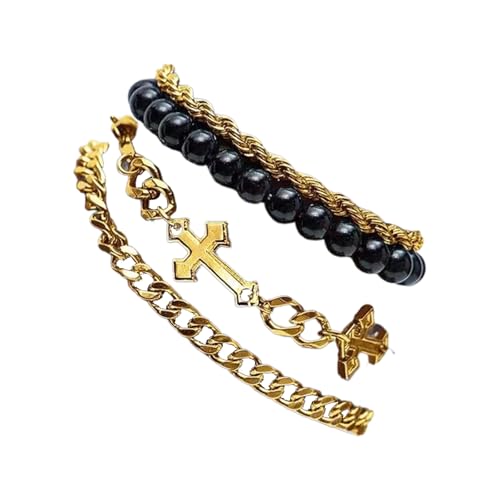 LEELOU 4PCs Crosses Charm Perlen Armbänder Anspruchsvolle Goldene Perlen Die Für Modische Frauen Und Religiöse Feierlichkeiten Geeignet Sind von LEELOU