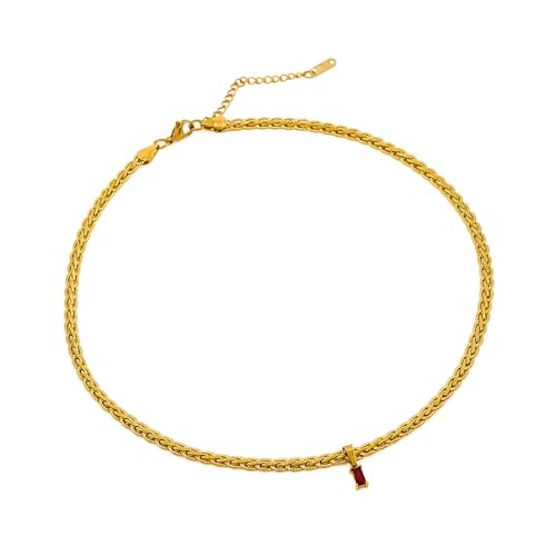 LEELOU Buntes Quadratisches Zirkon Eingebetteter Anhänger Halskette Mode Verstellbare Länge CHOKER Schlangekette Für Den Täglichen Verschleiß LEELOU Buntes Quadratisches Zirkon Eingebetteter Anhänger Halskette Mode Verstellbare Länge CHOKER Schlangekette Für Den Täglichen Verschleiß von LEELOU