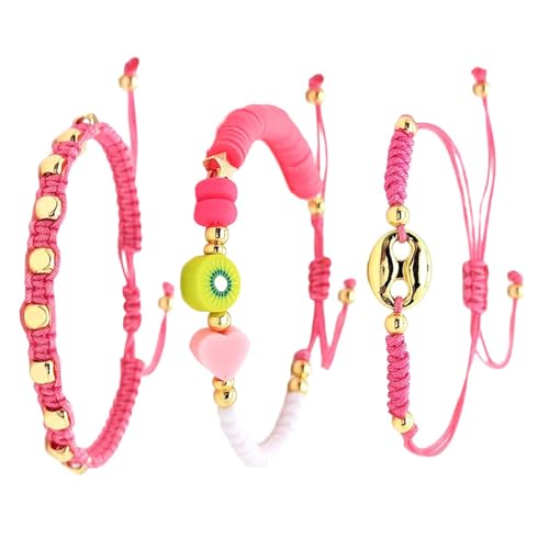 LEELOU Ethnische Inspir Armband Set Von 3 Mit Schweine Nasenglasperlen Und Lebendige Farbtonfrucht Charme Schmuckzubehör von LEELOU