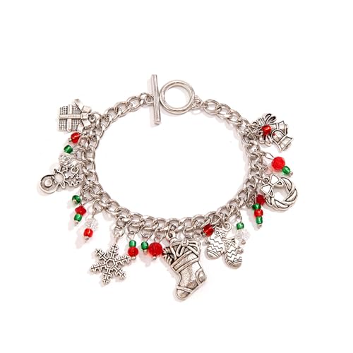 LEELOU Festliche Weihnachtsbaum Und Schneeflockenarmbänder Farbenfrohe Perlen Handgelenksketten Schmuckgeschenke Für Frauenfeiertags Outfits von LEELOU
