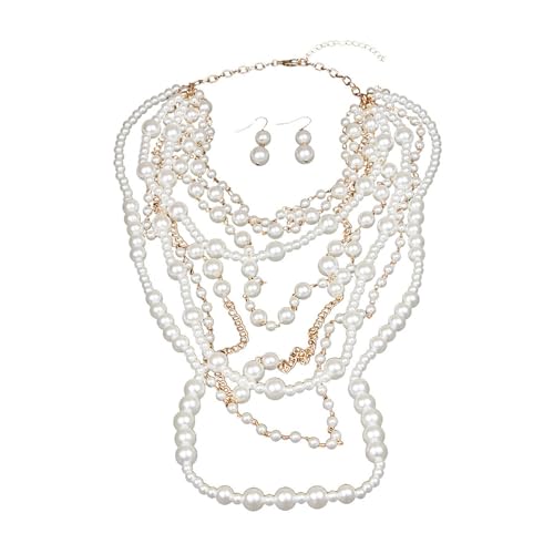 LEELOU Mode Multilayers Perlen Schmuckset Einschließlich Halskette Und Ohrringe Tragbar Für Partys Und Alltägliche Verschleiß LEELOU Mode Multilayers Perlen Schmuckset Einschließlich Halskette Und Ohrringe Tragbar Für Partys Und Alltägliche Verschleiß von LEELOU