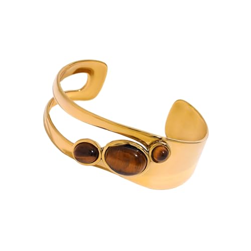LEELOU Unregelmäßige Offene Manschettenperlen Armband Edelstahl Armband Verstellbarer Armreif Geometrisches Schmuckfestival Accessoires von LEELOU