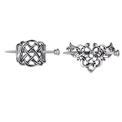 2 Pcs Viking Keltische Knoten Clips Haarnadel Legierung Haar Stick Zubehör Für Langes Haar Frauen Mädchen Haar Zubehör von LEEMASING