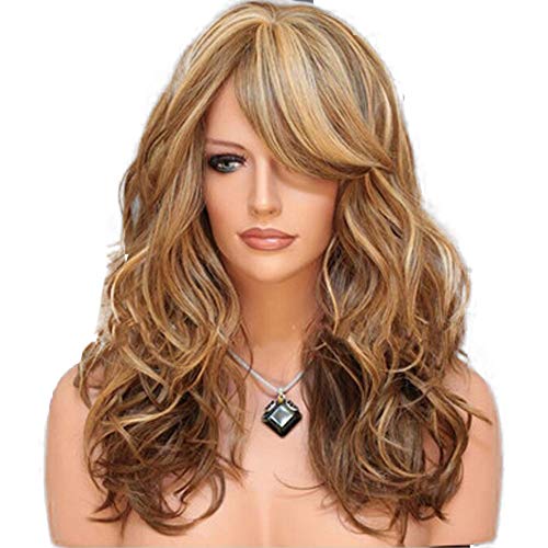 24 Zoll Frauen lockig gewellt Perücken Mode Damen Synthetisches Haar Perücke für Mädchen Cosplay täglichen Party Gebrauch (dunkelblond) von LEEMASING