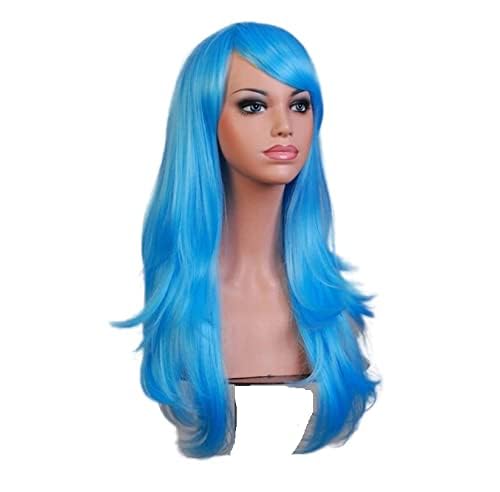 27 Zoll lange lockige Mode Cosplay Kostüm Party Haar Perücken volles Haar gewellt Perücke täglich für Frauen Halloween Kostüm Cosplay (Blau) von LEEMASING