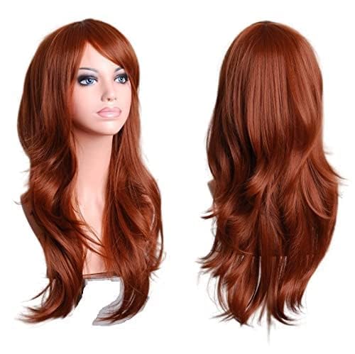 27 Zoll lange lockige Mode Cosplay Kostüm Party Haar Perücken volles Haar gewellt Perücke täglich für Frauen Halloween-Kostüm Cosplay (Braun) von LEEMASING