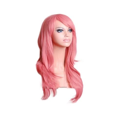 27 Zoll lange lockige Mode Cosplay Kostüm Party Haar Perücken volles Haar gewellt Perücke täglich für Frauen Halloween Kostüm Cosplay (Rosa) von LEEMASING