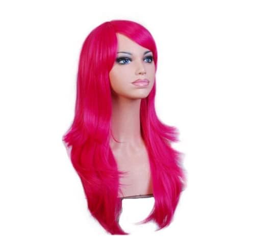 27 Zoll lange lockige Mode Cosplay Kostüm Party Haar Perücken volles Haar gewellt Perücke täglich für Frauen Halloween Kostüm Cosplay (Rose Rot) von LEEMASING