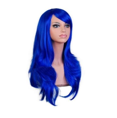 27 Zoll lange lockige Mode Cosplay Kostüm Party Haar Perücken volles Haar gewellt Perücke täglich für Frauen Halloween Kostüm Cosplay (dunkelblau) von LEEMASING