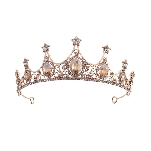 Crystal Queen Tiaras Strasssteine Festzug Quinceanera Kronen Prinzessin Stirnbänder für Geburtstag Party Hochzeit Abschlussball Weihnachten (Gold) von LEEMASING