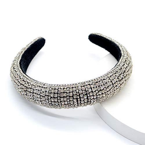 Damen Strass Stirnband Bling Gepolstert Barock Kristall Mode Haarband Party Für Braut Krone Haarreifen Hochzeit Haarschmuck (Silber 2) von LEEMASING