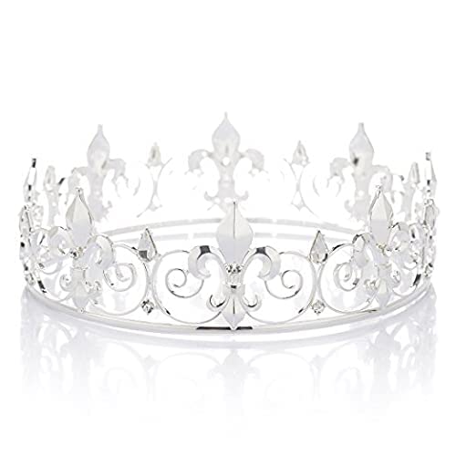 Königliche Krone aus Metall und Tiaras für Herren, Cosplay, Abschlussball, Party-Dekorationen, Krone, Kopfschmuck, Zubehör (Silber) von LEEMASING