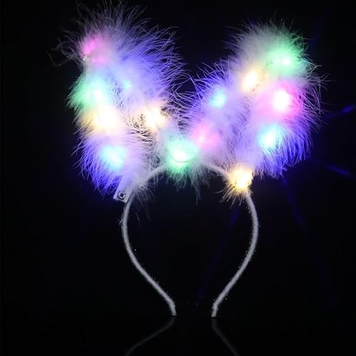 LED-Leuchten Feder Kaninchen Häschen Ohr Stirnband Party Haar Hoop Leuchtend Kopfschmuck Für Weihnachten Bachelorette Geburtstag Party Favors (bunt) von LEEMASING