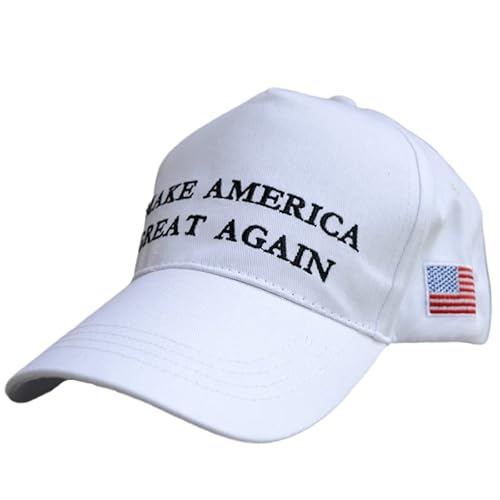 LEEMASING MAGA Hat Präsident Donald Trump Make America Great Again Kappe Bestickt Unisex Stil Kopfbedeckung (Weiß) von LEEMASING