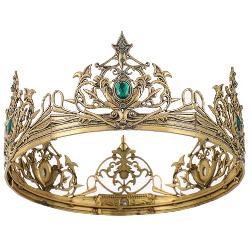 LEEMASING Vintage Legierung König Herren Krone Urlaub Party Thema Haarschmuck für Halloween Abschlussball Kostüm Homecoming (Dunkelgold) von LEEMASING
