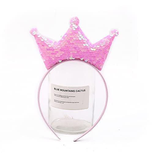 Mädchen Pailletten Prinzessin Stirnband Haarband Hochzeit Krone Haar Hoop Niedliches Zubehör für Weihnachten Geschenk Tägliche Party Dekoration (Rosa) von LEEMASING