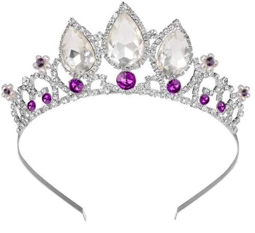 Mädchen Prinzessin Tangled Kristall Strass Cosplay Tiara Stirnband Krone für Prom Halloween Geburtstag Kostüm Party (Silber lila) von LEEMASING