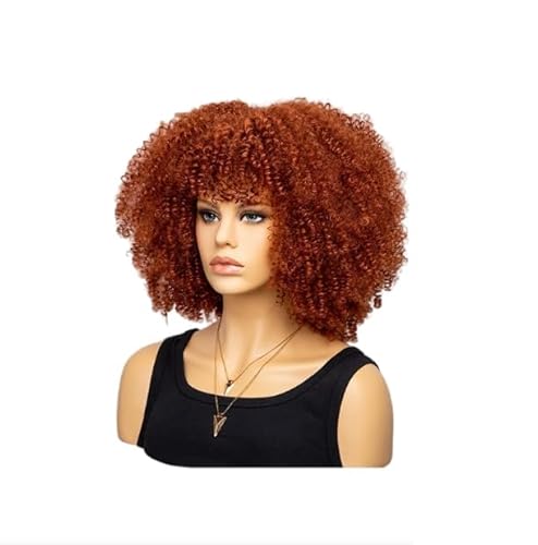 Mode Afro Locken Perücke Synthetisch Kurz Voll Perücke Frauen Perücke Für Täglichen Gebrauch, Party und Cosplay (Tan) von LEEMASING