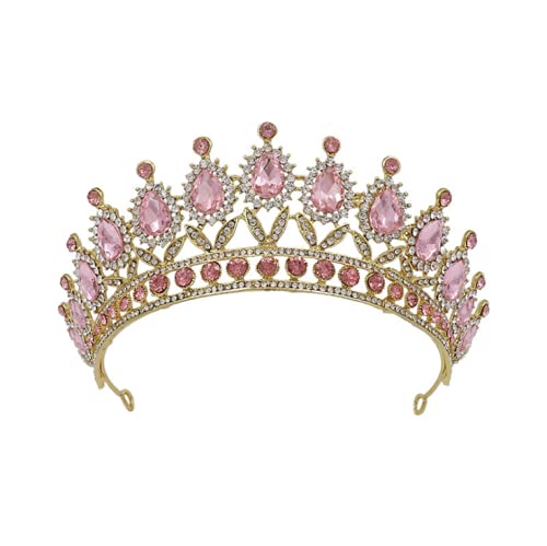 Prinzessinnen-Tiara, rosa Strass-Stirnband, Abschlussball-Kopfschmuck, Brautschmuck, für Hochzeit, Halloween, Abschlussball, Geburtstag, Kostümparty von LEEMASING