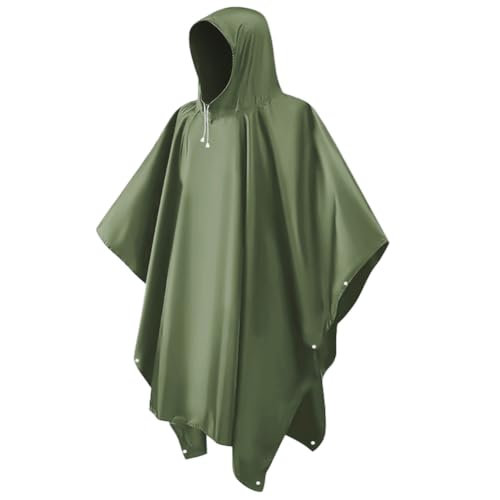 LEEPAT Wasserdicht Regenponcho Damen Herren, Leicht Atmungsaktiv Regencape, 2-in-1-wiederverwendbarer Regenmantel Regenschutz Regen Poncho für Wandern und Camping (Grün) von LEEPAT