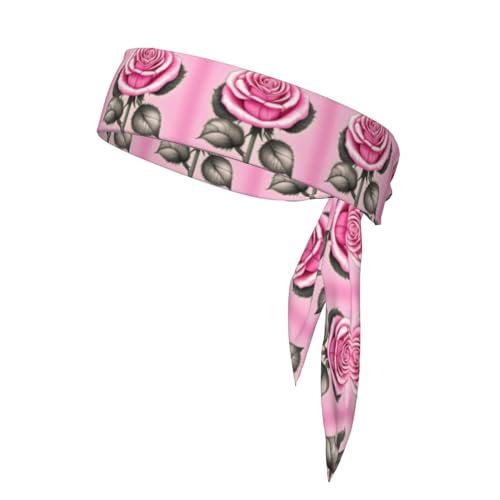 Schöne rosa Rosen Sport Kopf Krawatte Bequem Atmungsaktiv Mode Unisex Geeignet für Laufen, Yoga, Fitness und andere Sportarten. von LEEPSS
