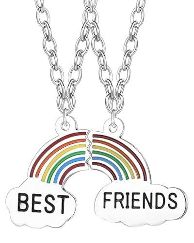 LEEQ 1 Satz Set Edelstahl Puzzle Halskette und Schlüsselanhänger - Schmuck Geschenk für Frauen und Mädchen(vier Strasssteine) von LEEQ