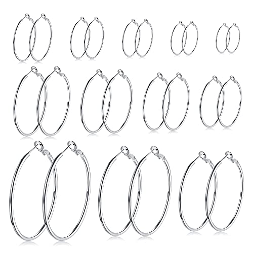 LEEQ 12 Paar Creolen Piercing Ohrreifen Edelstahl Ohr Ringe Set für Frauen Mädchen, 12 Größen, 20-75 mm von LEEQ