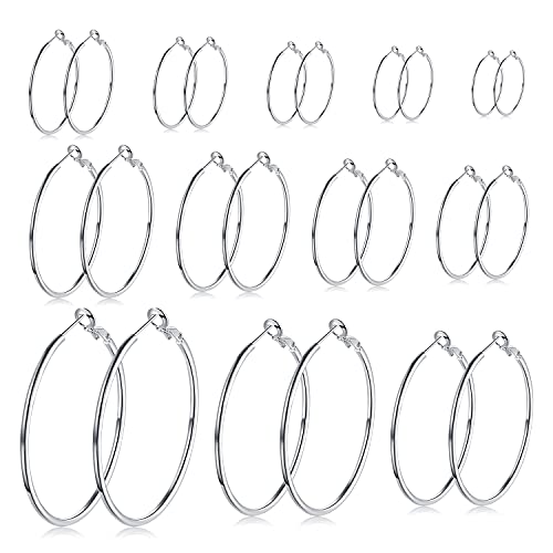 LEEQ 12 Paar Creolen Piercing Ohrreifen Edelstahl Ohr Ringe Set für Frauen Mädchen, 12 Größen, 20-75 mm von LEEQ