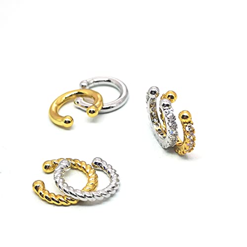 LEEQ Gold/Silber Creolen Ohrringe Set Creolen Ohrstecker Ohrringe Gold Set,2 Paar Ohrringe Klein für Damen Mädchen, mit Zirkonia Twist Herz Piercing Ohrringe Gold für Mehrere Ohrlöcher von LEEQ