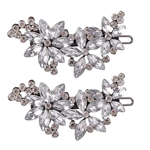 LEEQ Haarschmuck Silber - 2Pcs Silvester Haarschmuck Haarspange Hochzeit Braut-Haarspangen mit Kristallblumen von LEEQ