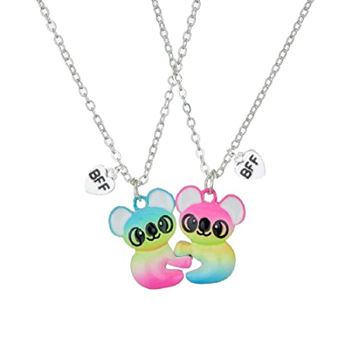 LEEQ Halskette Damen Silber Freundschaftskette-2 Stück, Pailletten Halskette, Bff Ketten für 2 Mädchen, Koala Kette Anhänger,für Freundin Geschenk Personalisierter Schmuck von LEEQ