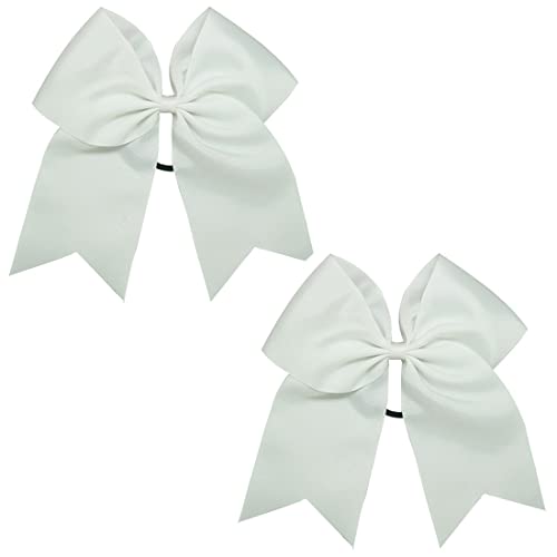 LEEQ Schleife Groß Haarschleife Damen-2 Stück,Cheerleading Bows Bulk Big Hair Bows Giant Cheerleading Bows,8 Zoll Jumbo Pferdeschwanz Bögen für Cheerleader Teenager Mädchen College Sport (weiß) von LEEQ