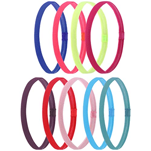 LEEQ Sport Stirnband Dünn,Sport Stirnband Dünn, Kinder Elastische rutschfeste Stirnbänder, Sport Haarband Silikon für Kinder, Damen, Frauen, Mädchen(9 Stück) von LEEQ