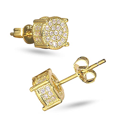 LEEQ Zirkonia Ohrstecker 14K Gold/Platinbeschichtete Eiskristall Ohrstecker 5A CZ Edelstein Ohrringe Hip Hop Ohrstecker (Gold) von LEEQ